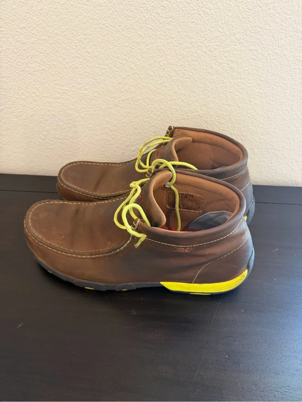 Twisted X Work Chukka Steel Toe Driving Mocks W/ Distressed Saddle Leather